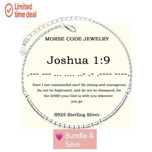Sterling Silver Adjustable Morse Code Bracelet with Bible Verse